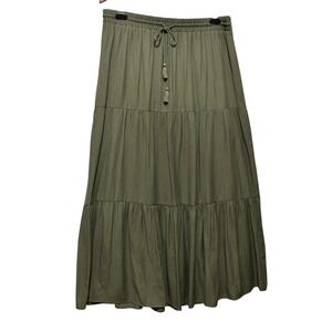 Divided Women Maxi Skirt L Olive Tiered Whimsigoth Forest Earthcore Fairygrunge
